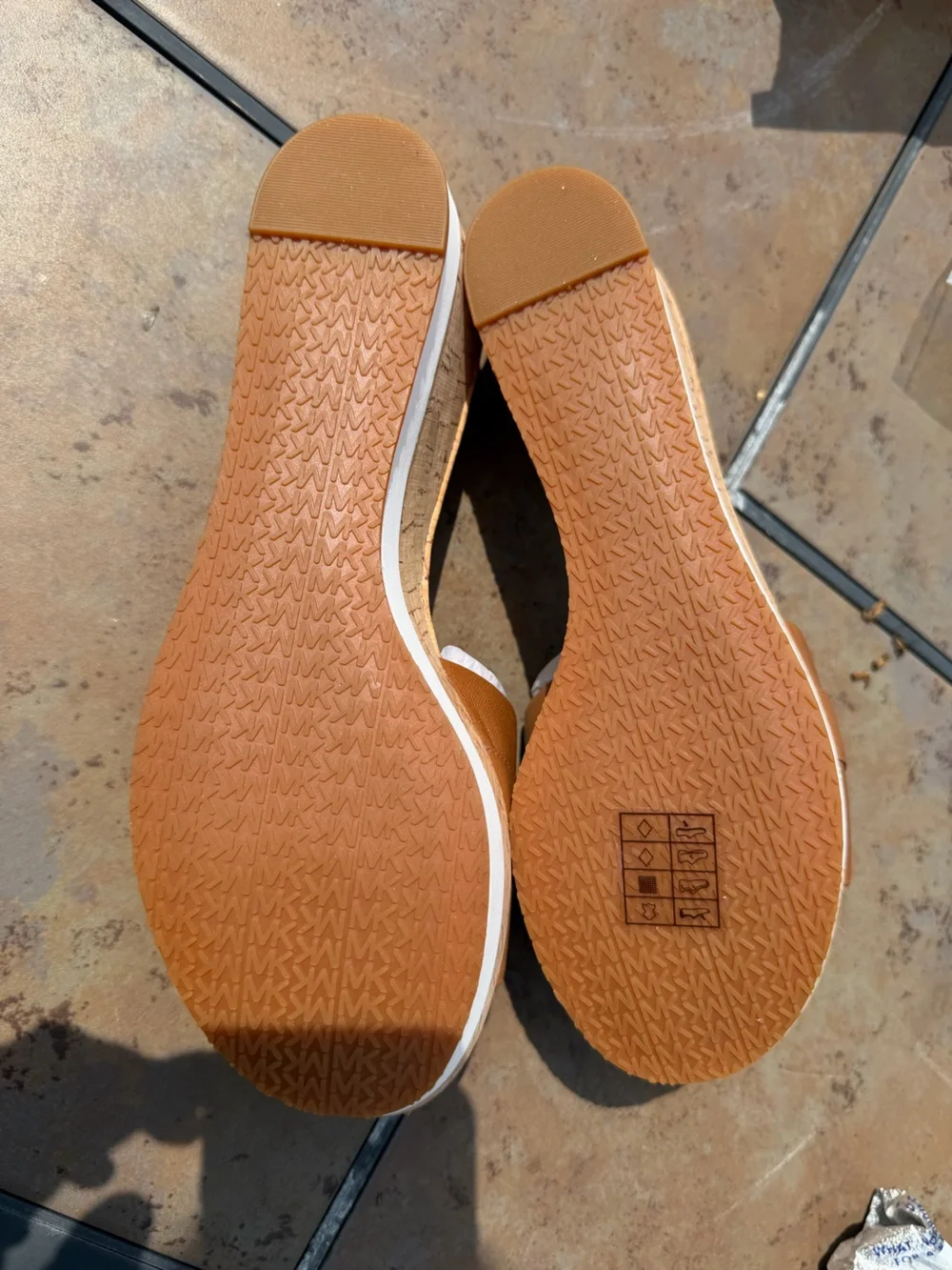 Authentic Michael Kors Brown Slide Sandals with Gold Accent